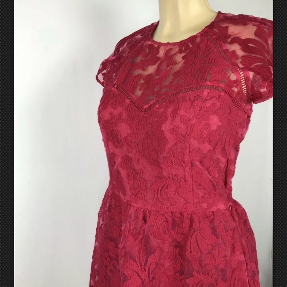 Dolce Vita Dress Red Sheer Lace Sweet Heart Sz 1 - Picture 4 of 7
